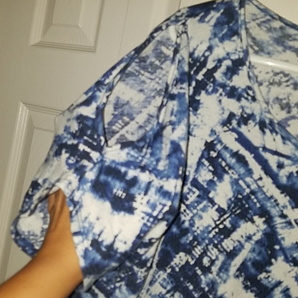 Women's Blues Off Shoulder Slit Sleeve Blouse - Picture 6 of 7